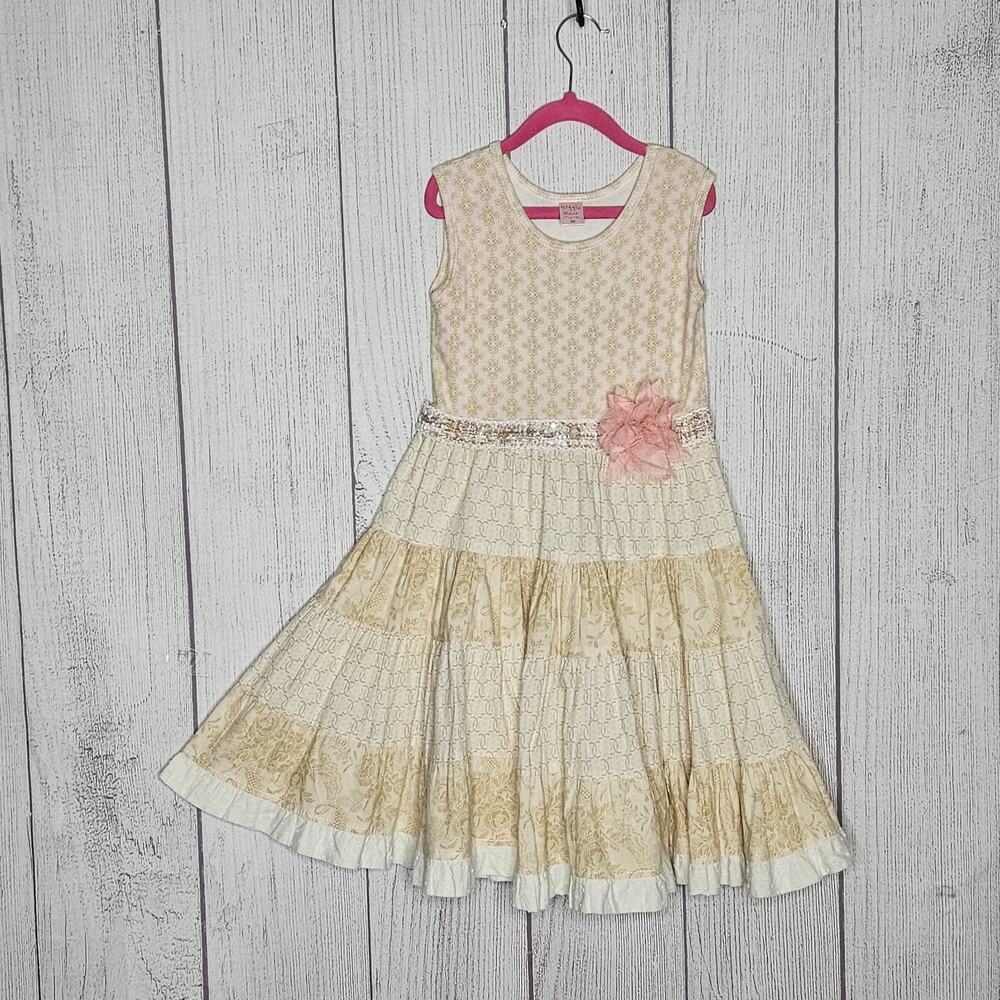 Giggle Moon Tiered Layered Sleeveless Floral Party Dress, sz 6X